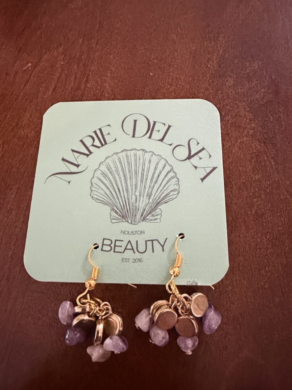 Gold-Plated Earrings with Purple Gem Drops